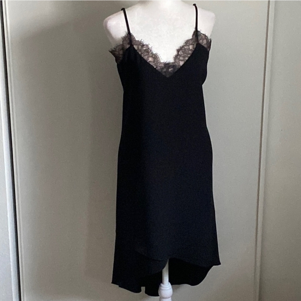 BCBGMaxAzria Black and Tan Spaghetti Strap Slip Dress